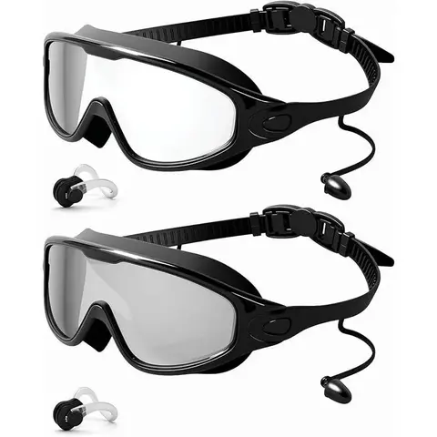 Adult & Children Soft Water Goggles, 100% Silicone Swim Glasses, Adjustable Flexible Seal, Wide View, Fog-Free, UV-Protection Lenses, Leakproof Pool Water Sports Gear
