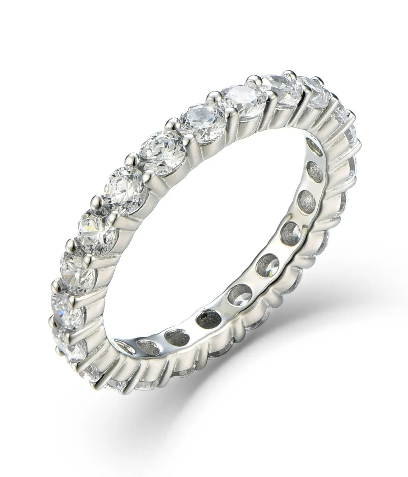 3MM Eternity CZ Ring Guard 925 Sterling Silver Wedding Band Size 2.5-15 S9436