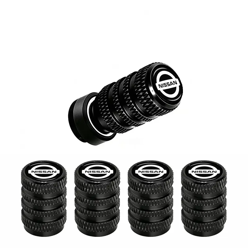 Aluminium Valve Caps, 5-Pack Red & Black Universal Car Tire Valve Stem Covers, Dustproof Leak-Proof Auto Replacement Parts, Maintains Tire Integrity, Protects Against Rust, Fits Nissan Cars, SUVs, Trucks