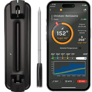 V   Meat rmometer, 1200?F Heat Resistance, Unlimited Range WiFi & ,  Digital Probe for Grilling, , Sous Vide, BBQ, Air Fryer, Oven,