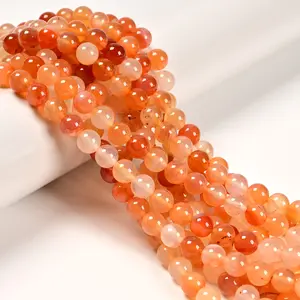 Natural Carnelian Smooth Round Beads Size 6mm 8mm 10mm 15.5'' Strand