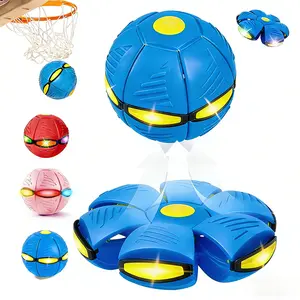 Magic Bouncing Ball with 6 LED Lights, 2-in-1 Flying Saucer Meta Ball, Pop-Up Transform, Explosion-Proof, Blue Gift Pack, Interactive Toy for Indoor & Outdoor Parent-Child Sports & Reaction Training