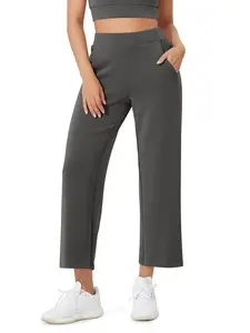 ODODOS Women's Modal Soft Relaxed Cropped Pants High Waist Casual Wide Leg Pants with Pockets - 25" Inseam Fit Fabric