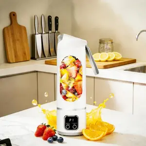 Portable Blender Personal Electric USB，500ML Portable juicer Shakes and Smoothies Blender，Small Blenders，Mixing，Compact、Convenient and Versatile (White/Purple)