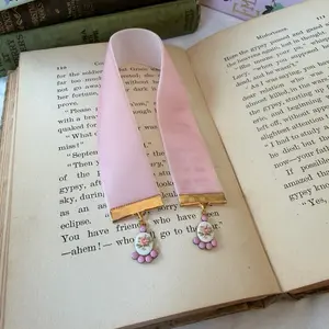 Pink floral charm bookmark with pink velvet - perfect for book lovers teacher gift Mother’s Day gift bible