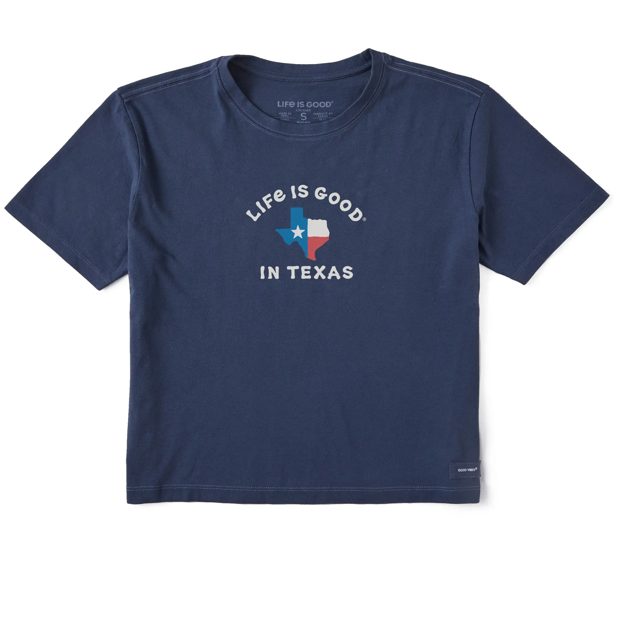 Women's Life is Good in Texas Flag Short Sleeve Crusher Boxy Tee