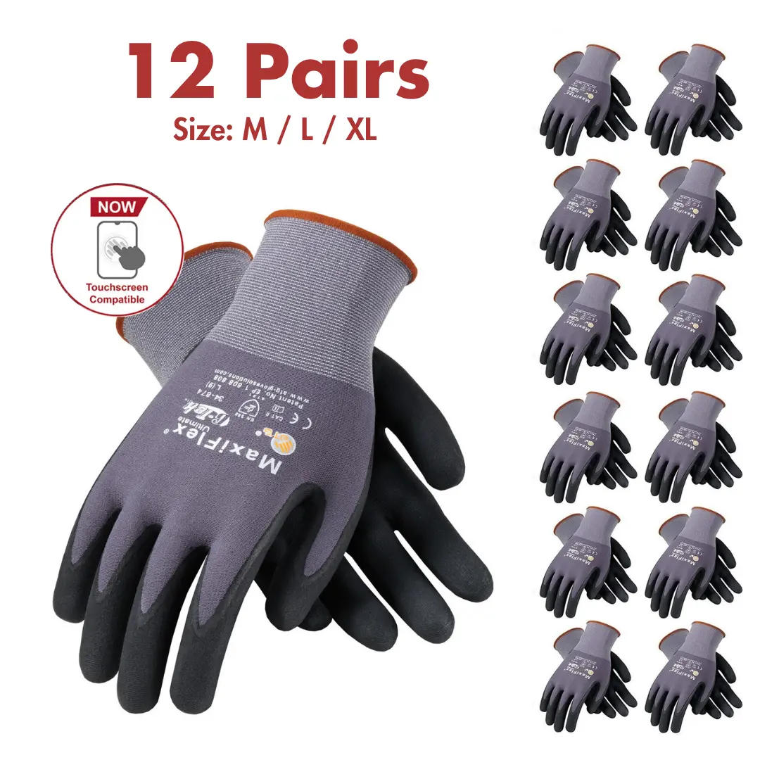 MaxiFlex Seamless Knit Work Gloves for Men and Women – Guantes Para Trabajo MaxiFlex – Micro-Foam Nitrile Coated – Breathable, Durable, Anti-Slip Construction, Gardening