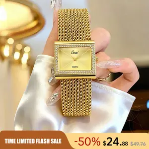 Gold Bracelet Watch for Women Multi Layer Chain Design Luxury 30M Waterproof Stainless Steel Elegant Wristwatch Fashion Jewelry Gift for Her Casual Dress Business Style Trendy Ladies Watch Unique Golden Accessories