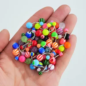 Oufer 50PCS Colorful Acrylic Belly Rings Pack