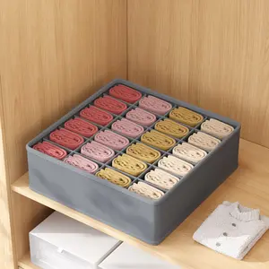 1pc Sock Drawer Organizer Divider for Hotel, 24 Cell Collapsible Closet Cabinet Organizer, Dark, Storage for Socks, Handkerchiefs, Ties, Belts