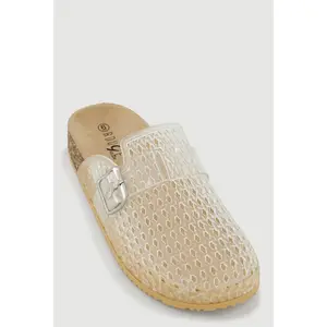 Jelly Buckle Detail Footbed Clogs