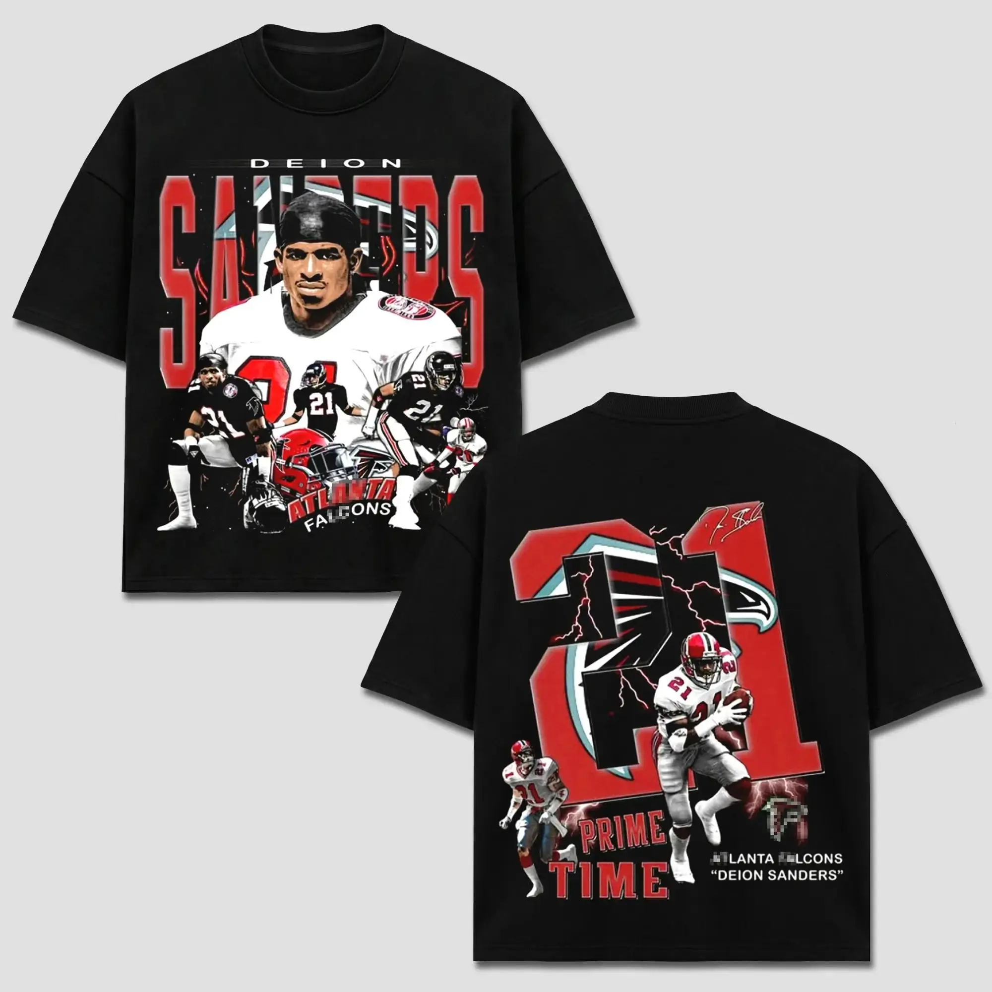 [FREE SHIP] Deion Sanders 21 T-Shirt, Atlanta Team Football Tee, ATL Dirty Birds Merch, Prime Time Falcon Helmet Graphic Apparel, Retro 90s Bootleg Sports Wear, American Football Fan Heritage Gift