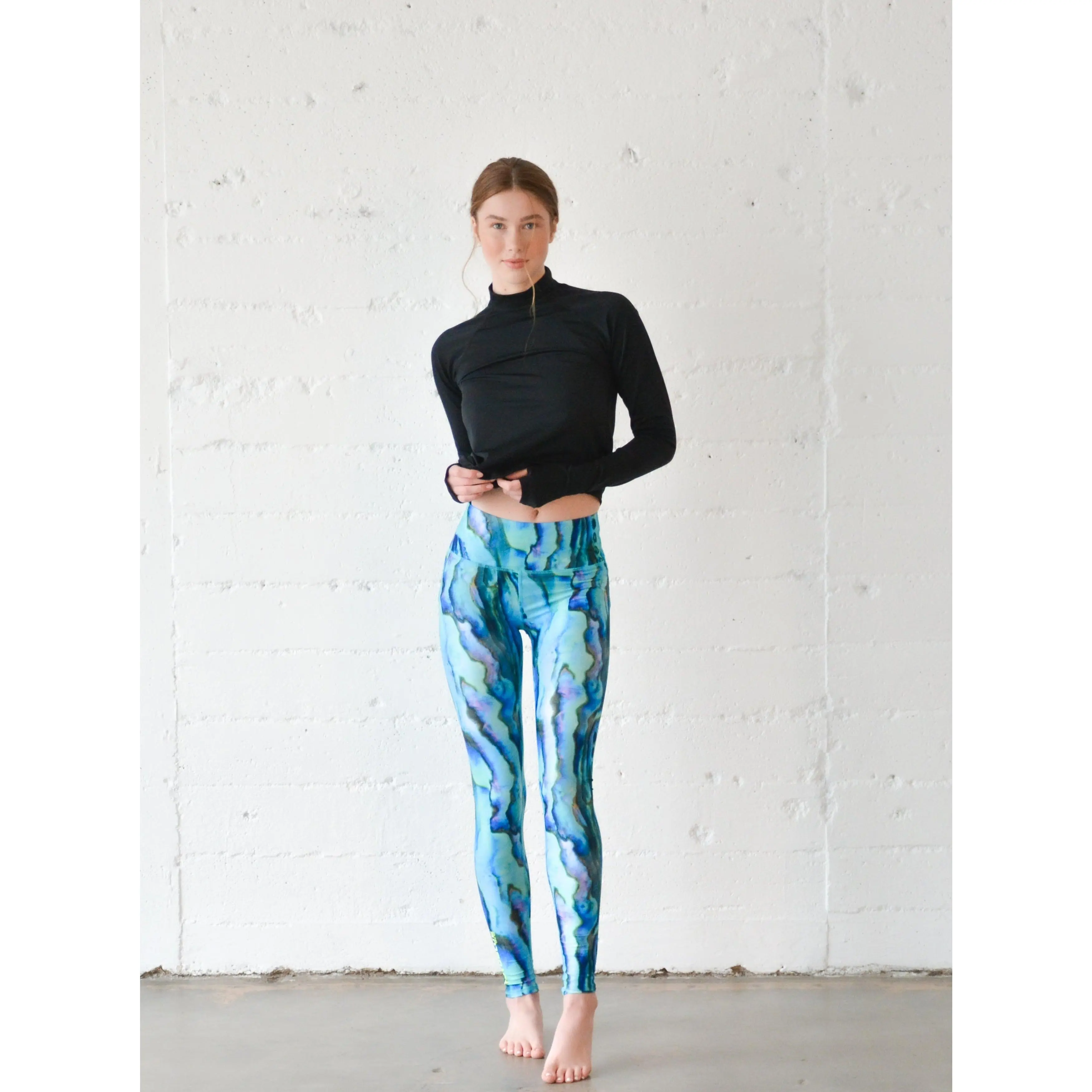 Women's UPF 50+ Sun Protective Swim Leggings - Blue Abalone