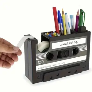 Vintage Tape Box Pen Holder For Desk, Compatible with Scb/sc, Retro Desk Organizer, Compact Design, Creative Stationery Storage, Fun Aesthetics