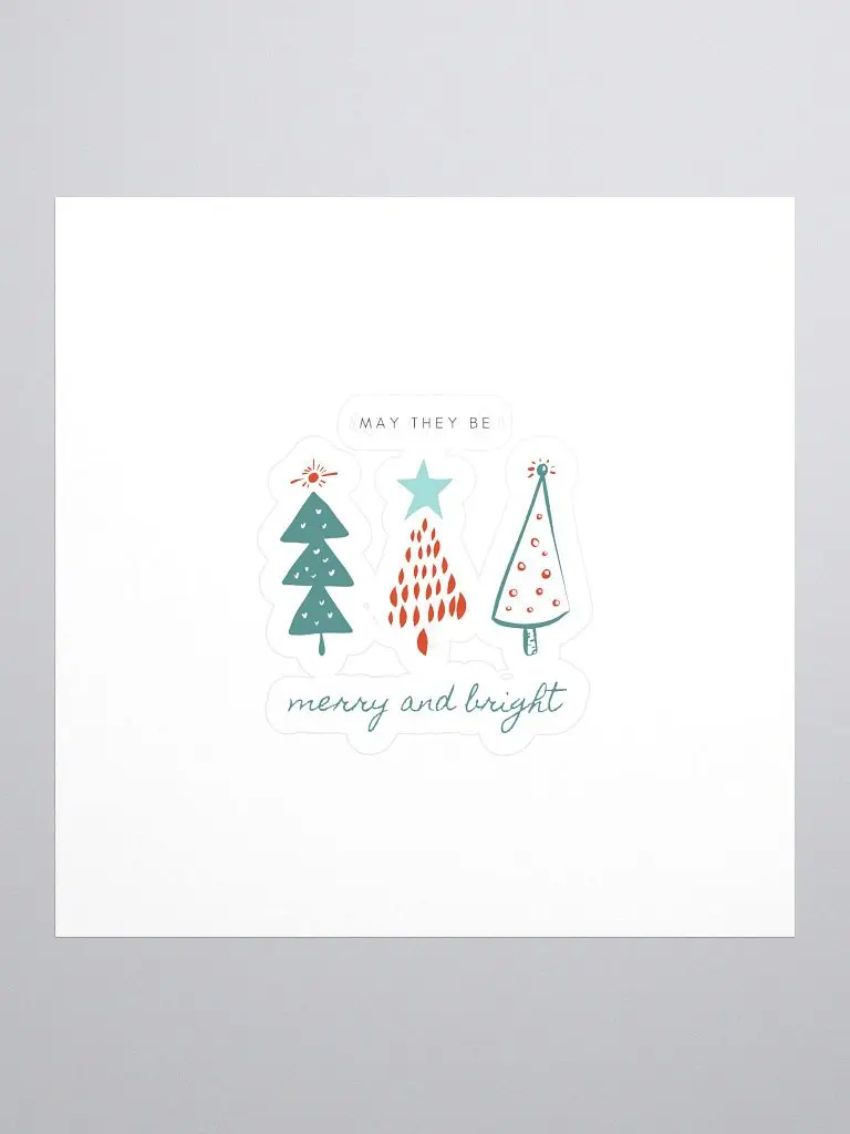 Merry &amp; Bright Christmas Trees Stickers