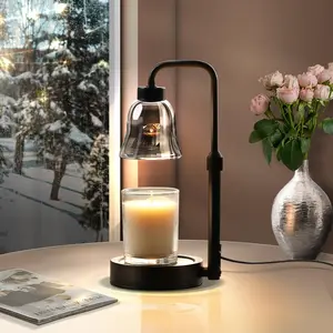 Electric Candle Holder Lamp - Height-Adjustable, Dimmable Table Lamp with Timer, Glass Votive-Type Wax Melt Warmer, Home Decoration, Housewarming Gift for New Home