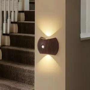 Smart LED Motion Sensor Night Light - Wireless Charged 1200mAh Battery, ABS Covered Polished Plastic Wall Lamp, Ideal for Stairs, Bedroom, Cabinet - Semi-Embedded Installation, Portable Night Light, Rechargeable LED Light, Stair Lighting |
