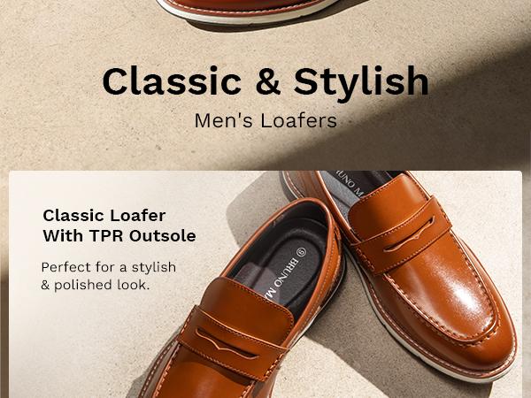 Bruno Marc Men's Vegan Leather Slip-On Penny Loafers