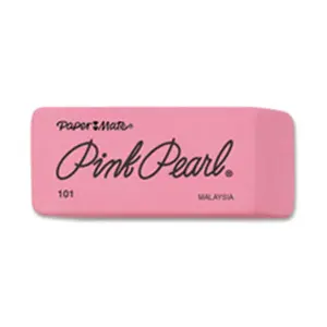 Paper Mate PAP70502 Pearl Rubber Erasers - Medium, 3-Pack, Pink, 100% Latex-Free, Beveled Ends, for Everyday Use