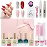 Women's UV Curing Nail Care Kit for Beginners - 3 Popular Shades, Base Coat Gel Polish, Basic Tools, Rhinestones, Cosmetic Gift Box, Removable Gel, Glossy Nails for All-Season At-Home Manicure