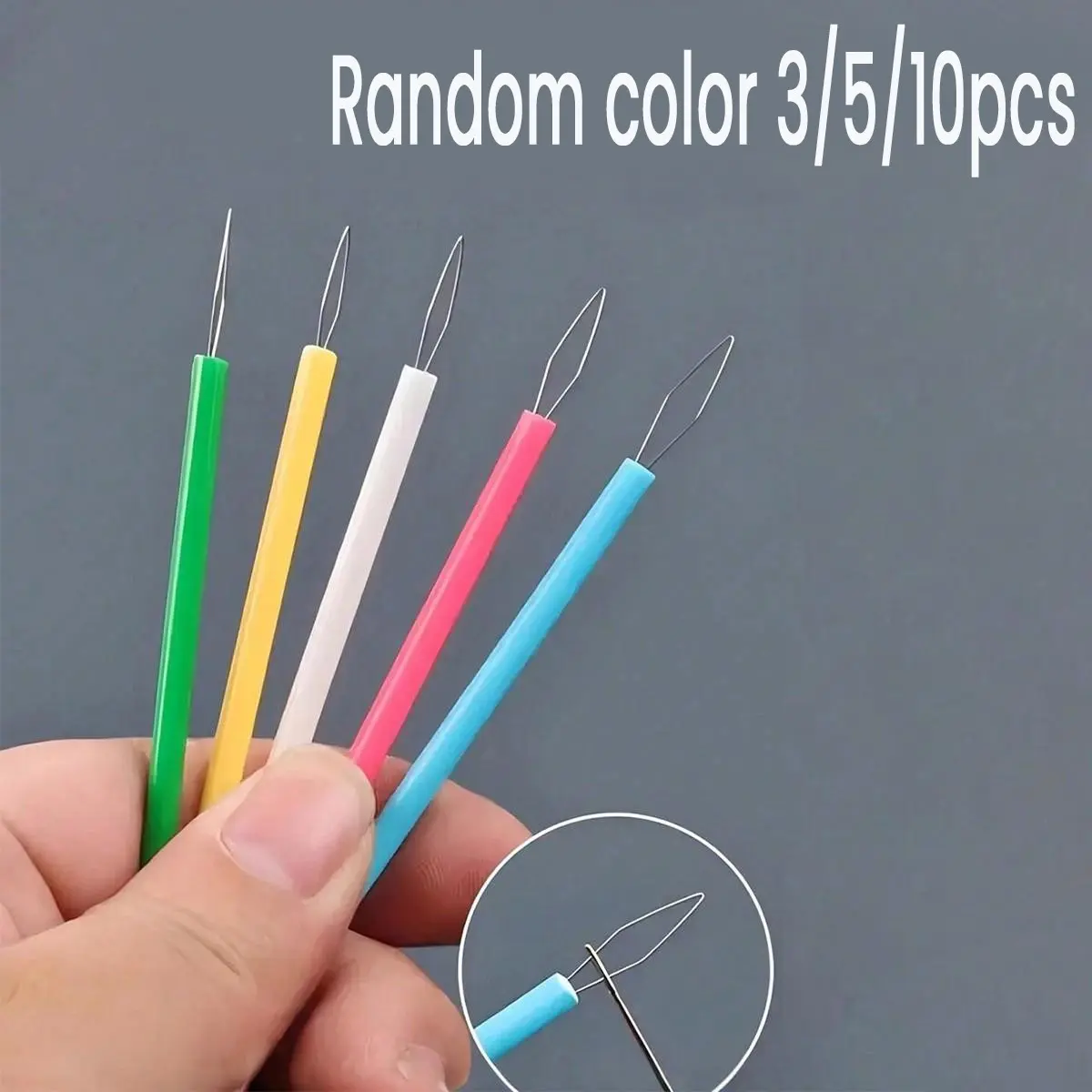 3/5/10 Pack Plastic Thimble Set, Bright Color Cylindrical Needle Threader, Durable DIY Sewing Tools, Ideal for Beading and Fine Threads