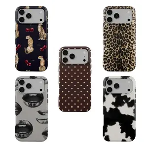 [MagSafe Available]JIACC Chic Cheetah Cherry Print, Leopard Pattern Phone Case for iPhone 17 ProMax Plus Air 16 15 14 13 12 11, Aesthetic Protective Cover Tough Phone Case Unique gift options