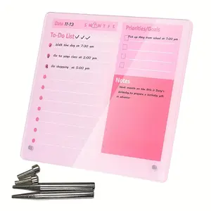 Acrylic Dry Erase Board Set, UV Printed High Definition Erasable Plan Board, Personal Schedule Reminder, Weekly Planner, Detachable Metal Feet, No Power Needed