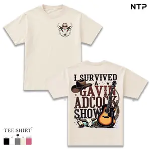[New] Men's Gavin Adcock Graphic T-Shirt - Vintage Cotton, Breathable Casual Classic Prints, Cowboy Bull Skull Guitar Design, Country Music Concert Merch, Oversized Unisex Streetwear Fan Gift