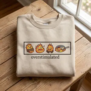 Embroidered Calcifer Sweatshirt, Anime Fire Spirit Top,, Anime Inspired Sweatshirt, Unisex Hoodie Gift for Her Him