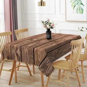 60x102inches Vintage Brown Wooden Tablecloths Natural Wood Grain Rectangle Table Covers Stain Resistant Waterproof Table Cloth for Farmhouse Dining Barn Themed Birthday Wedding Party