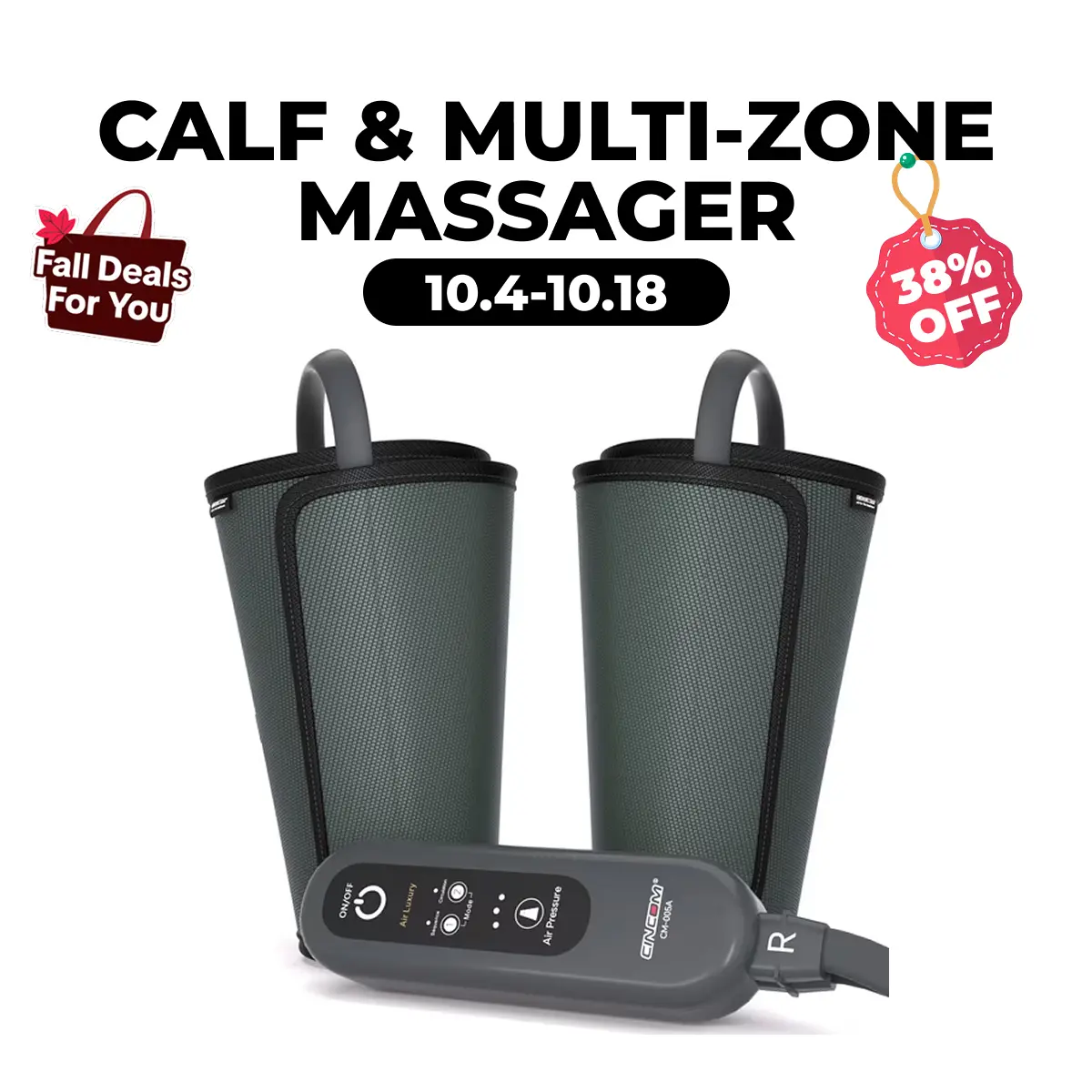 CINCOM Non-Heated Calf & Multi-Zone Body Massager with Calf Airbags, Adjustable Modes, Adjustable Vibration Intensity Levels - Home Leg Support Solution for Muscle Cramps Relief, Circulation Boost