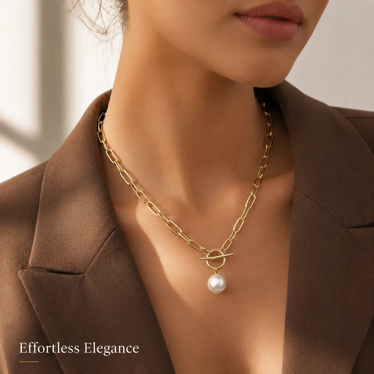 Pearl Necklace Gold Silver Toggle Sparkling Elegant Lightweight Comfortable Versatile Feminine Summer Gift for Women Girls Daily Wear Special Occasion Perfect Accessory