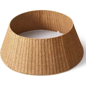 36in Large Christmas Tree - Wicker Woven Tree Collars for Artificial - Large Rattan Farmhouse Basket for Tree Base Cover with Cord Cut-Out for 7.5ft 9ft 12ft Tree(Natural)