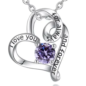 Heart Birthstone Necklace, Exquisite Heart Pendants with 12 Birthstone Choices, Perfect for Bridesmaids, Anniversaries, Lovers Jewelry