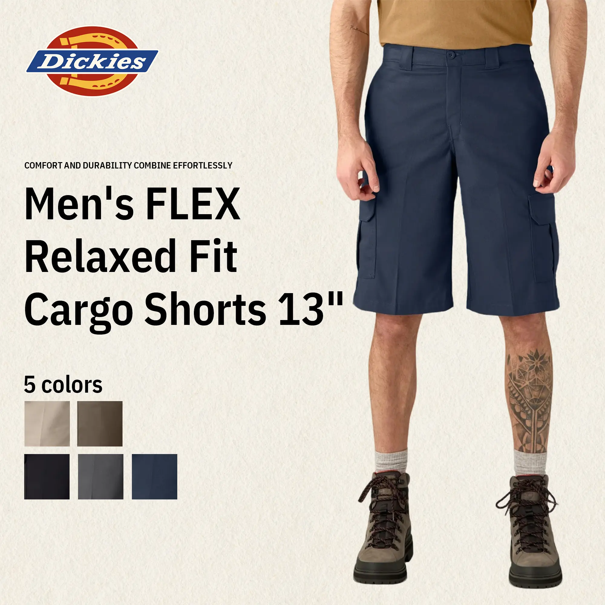 Dickies Men's FLEX Relaxed Fit Cargo Shorts, 13",Flap Cargo Pockets, Workwear Style Dickies Men's FLEX Relaxed Fit Cargo Shorts, 13",Flap Cargo Pockets, Workwear Style