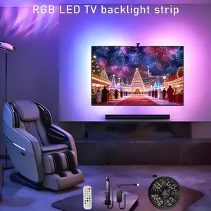 RGB LED TV Backlight Strip, Wall Mountable, Remote Control Adjustable Colors, Ideal for Bedroom Living Room Game Room, Perfect for Holidays & Festivals