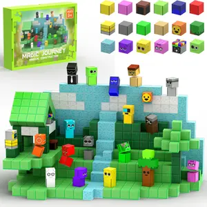 Sprun Figures Magnetic Blocks Set, Large Magnetic Building Blocks, 96/129pcs Stacking Construction Set, Game-Based Build Sprung Game World, STEM Educational Sensory Magnet Toys for Thanksgiving/Christmas Birthday Gifts