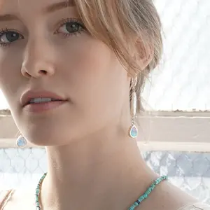 Real Morpho Sulkowskyi Butterfly Small Teardrop Pendant With Oblong Pearl On Leverbacks Earrings In Sterling Silver