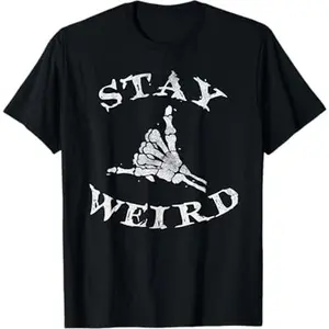 100% CottonStay Weird Gothic Skeleton Hand Shaka, Novelty Halloween T-Shirt