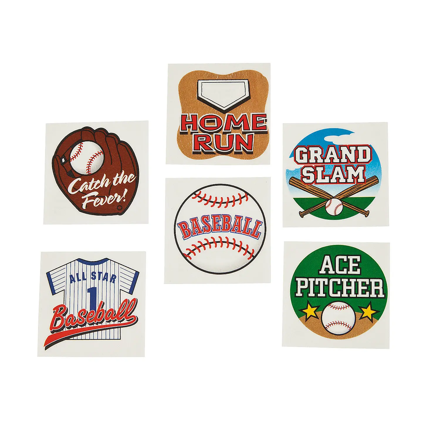 72-Pc Bulk Baseball Novelty Print Temporary Tattoos - Cheer, Statement, Water-Resistant, Easy-Apply, Colorful Modern Skin Art for Ballpark Events, Team Spirit Expression