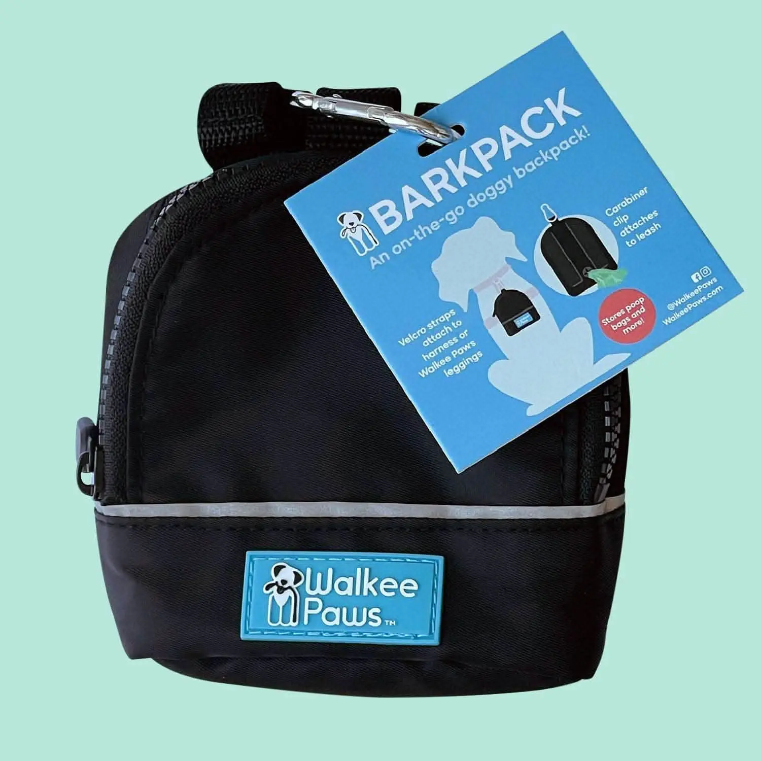 Walkee Paws BarkPack -Dog Harness Backpack with Poop Bag Holder & Treat Storage