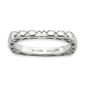 Polished Square Stackable Ring in Sterling Silver