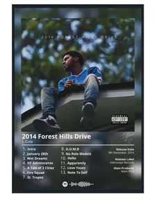 J.Cole - 2014 Forest Hills Drive Bundle Album Poster Print, No Frame