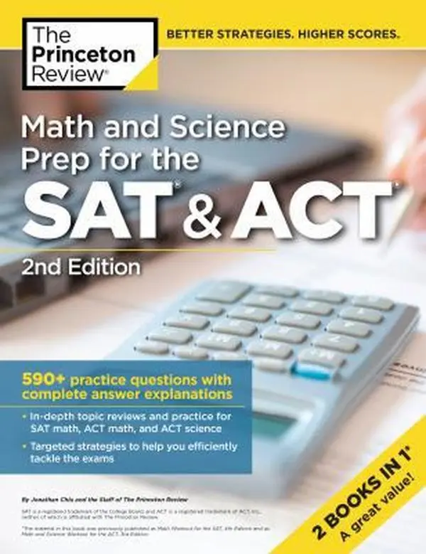 USED Book - Math and Science Prep for the SAT & Act, 2nd Edition: 590+ Practice Questions with Complete Answer Explanations by The Princeton Review (Paperback) - english