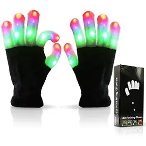 LED Light Up Gloves Flashing Finger Lights, Sensory Rave Party Toys for Kids Teens Adults, Cool Glow Gifts for Halloween Christmas Birthday