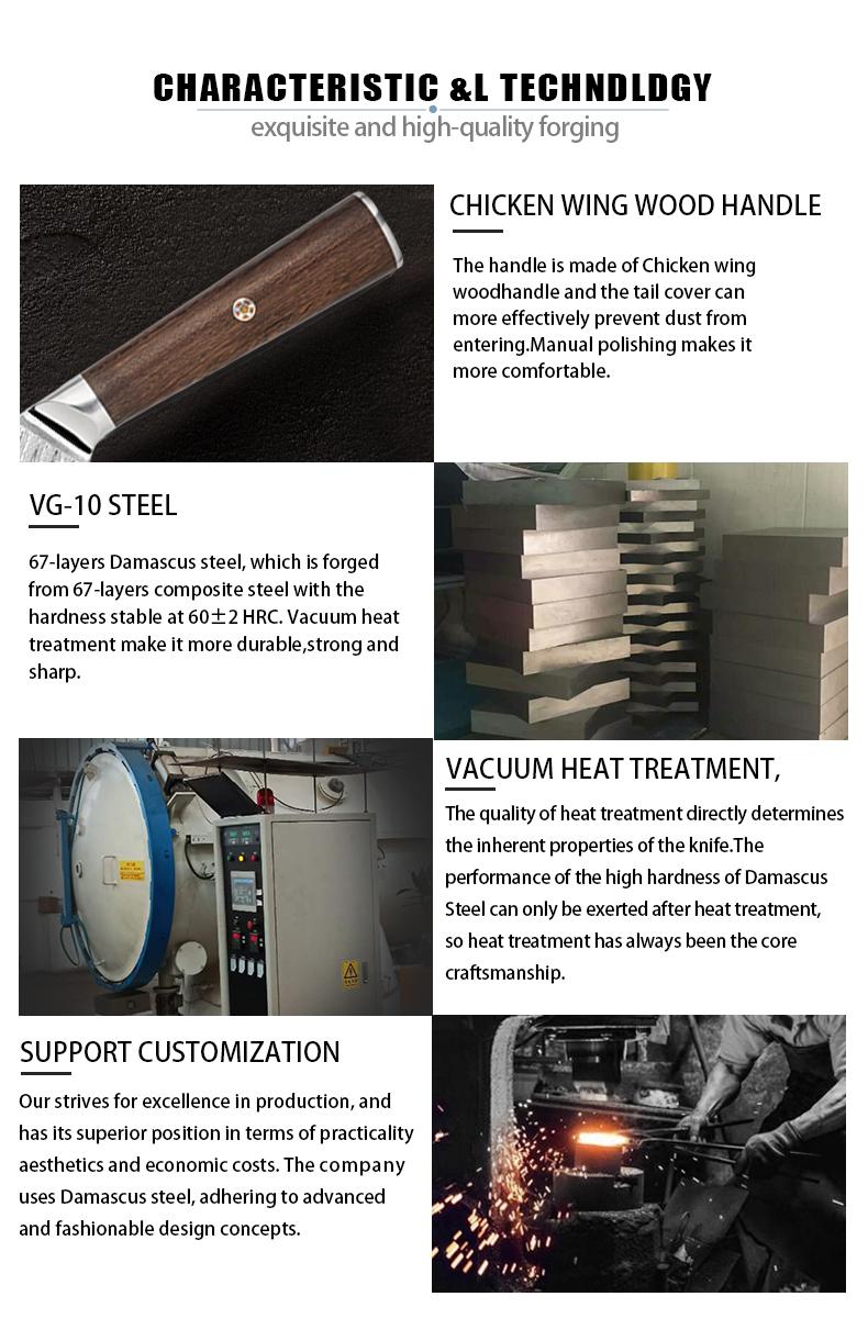 ONAIL Japanese Damascus Chef Knife – 8 inch Professional VG10 Chefs Knife