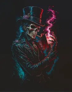 Halftone Skull Design for Black Fabric Ready to Press Heat Transfer DTF Transfer Direct to Film Heat Press Settings 300-320°F Cotton Polyester Firm Press Instructions