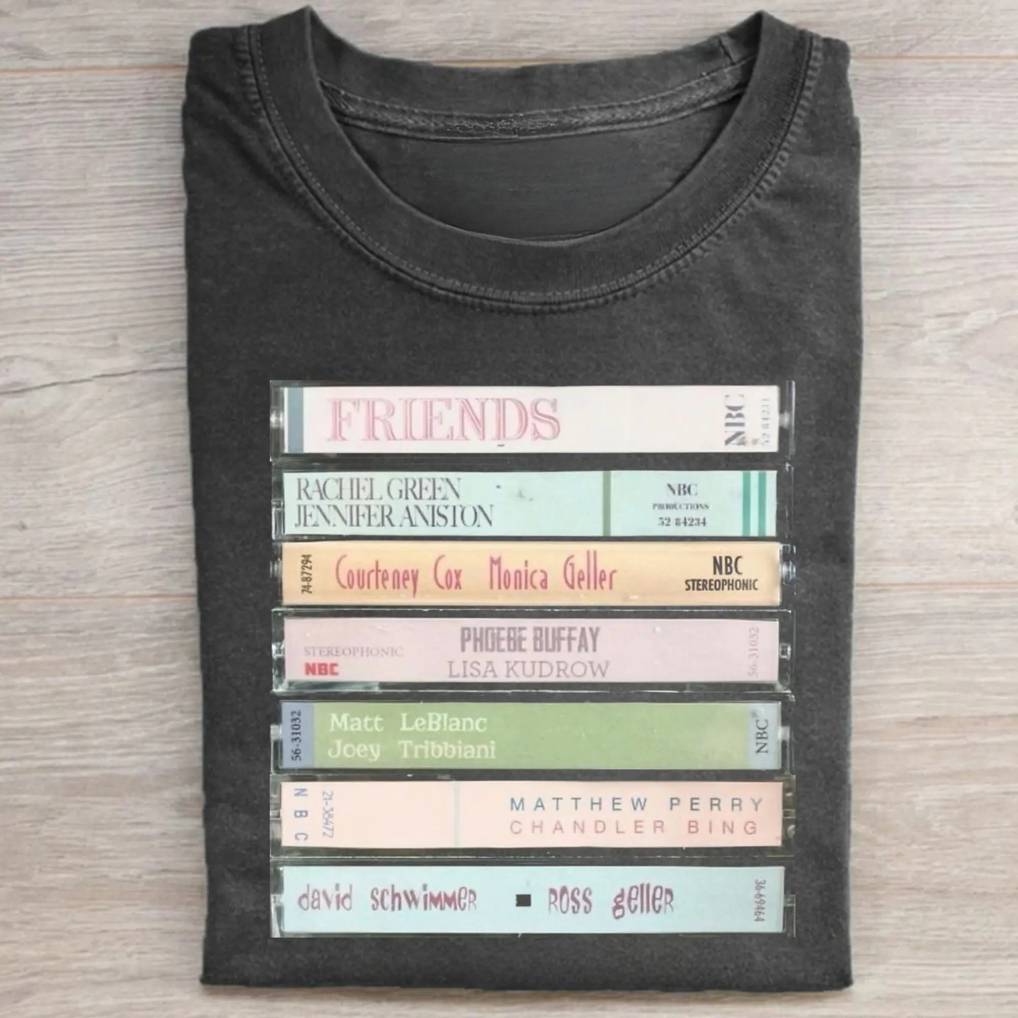 Gildan Men's Vintage Friends Cassette Graphic T-Shirt, Fitted Shortsleeve Round Neck Casual Streetwear, Sitcom Enthusiast Gift, Tshirt, Menswear, Graphic T Shirts, Fitted Cut, Vintage Street, Friends Tapes, All Seasons, Tops, Crew Neck, Printed, Cotton, C