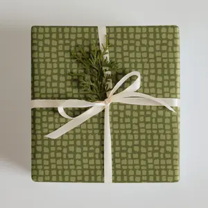 Moss Modern Squares Wrapping Paper Sheets