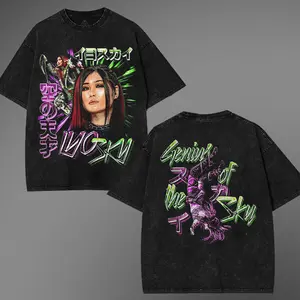 WWE Iyo Sky Washed T-Shirt | Vintage Graphic Design | Iconic Wrestling Print | Classic Fan Apparel Cotton Fabric